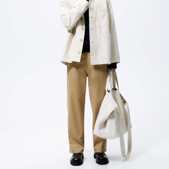 Zara Loose Fit Wide Leg Chino Trousers